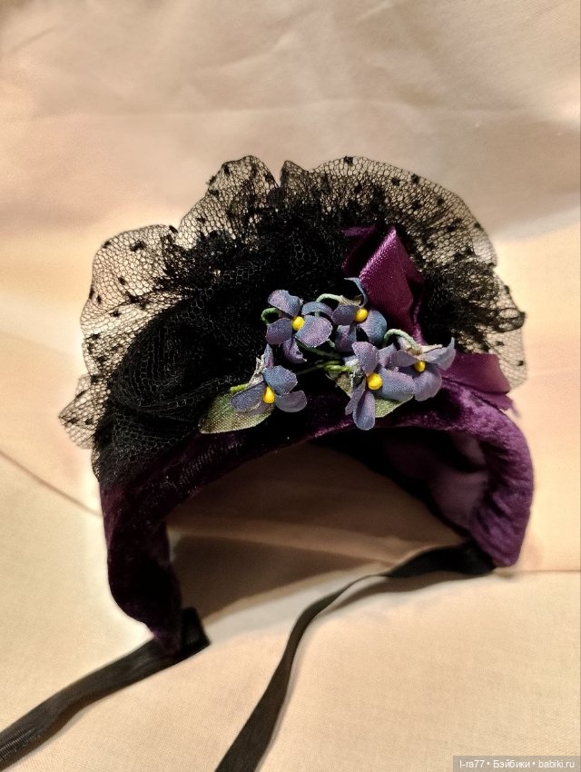 Шляпка Бонет для антикварной куклы ОГ 22-23см (замер б/парика) антик материалы (фото 2)