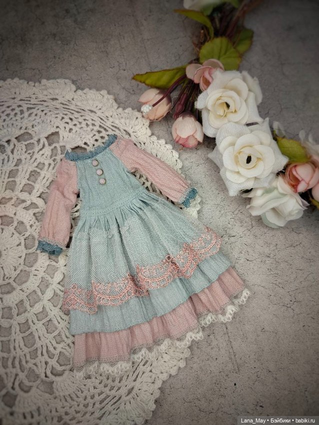 Винтажное платье для кукол Блайз, Пуллип и тп (фото 5)