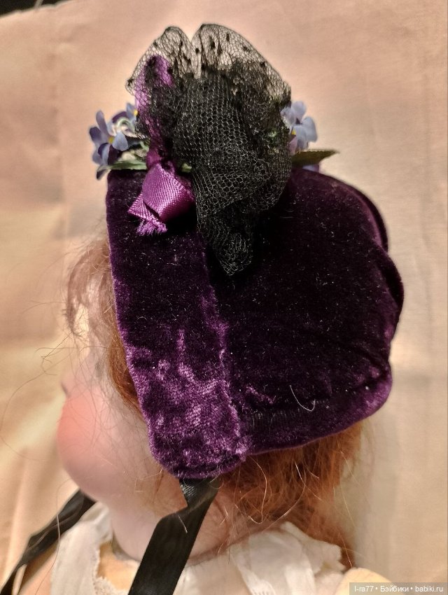 Шляпка Бонет для антикварной куклы ОГ 22-23см (замер б/парика) антик материалы (фото 7)