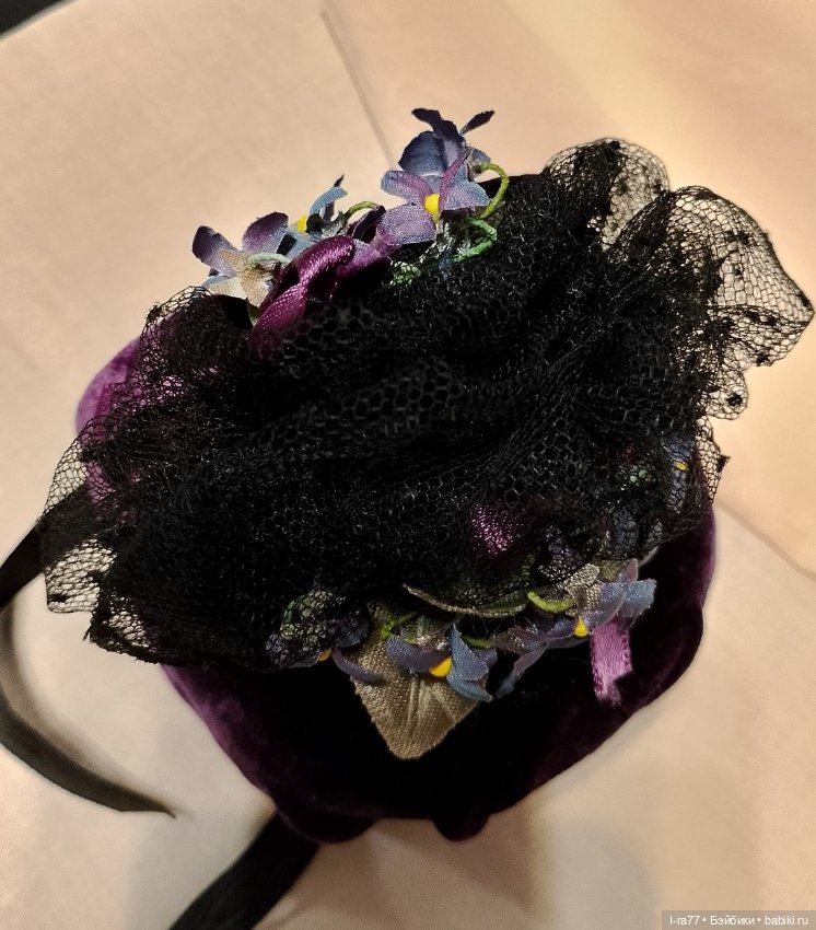 Шляпка Бонет для антикварной куклы ОГ 22-23см (замер б/парика) антик материалы (фото 3)