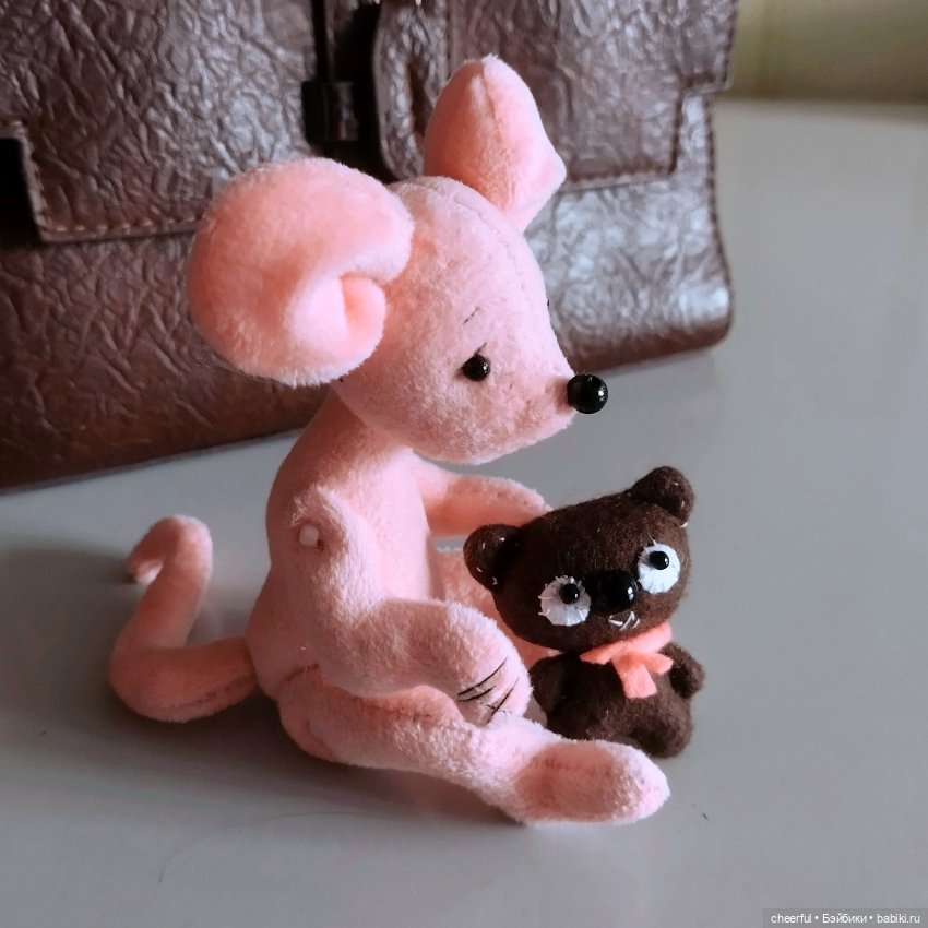 Мягкая игрушка ручной работы - Мышка с мишкой (фото 8)