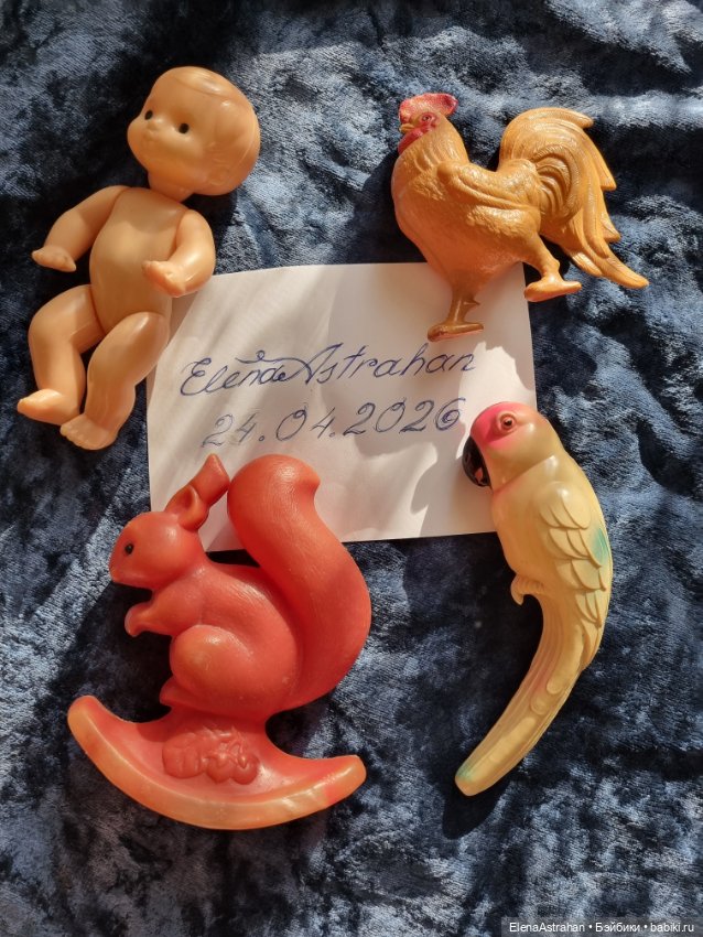 Кукла Игрушка целлулоидная Петух Белка Попугай СССР