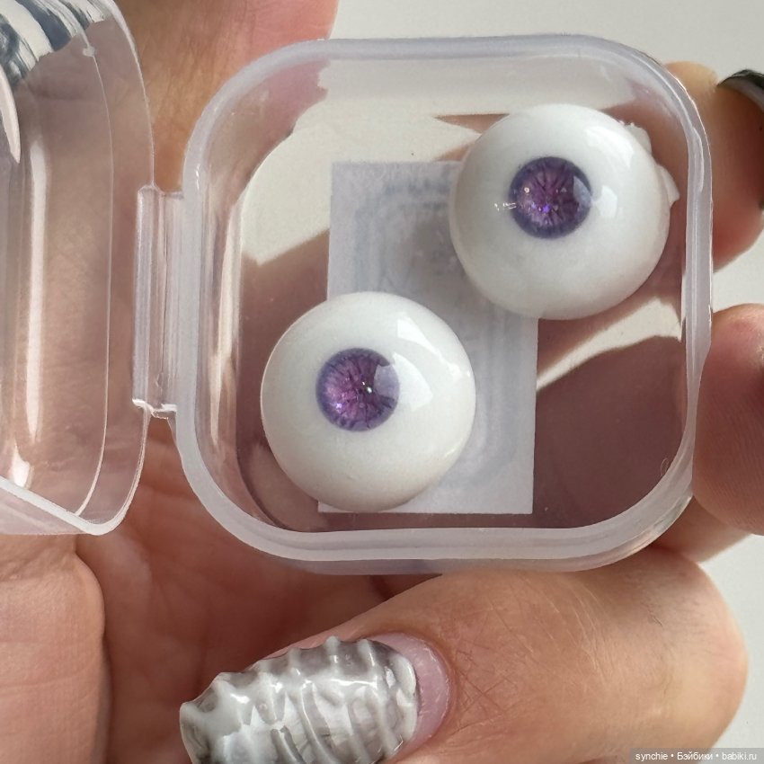 Глаза фиолетовые без зрачка с блёстками 14/5мм
