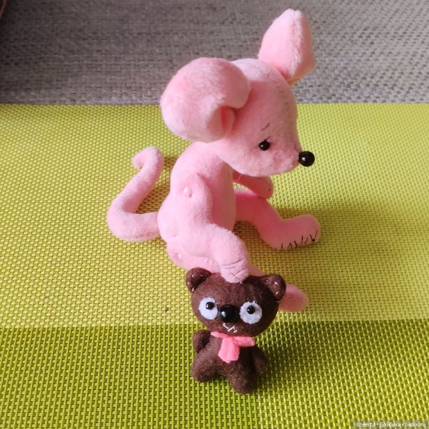 Мягкая игрушка ручной работы - Мышка с мишкой