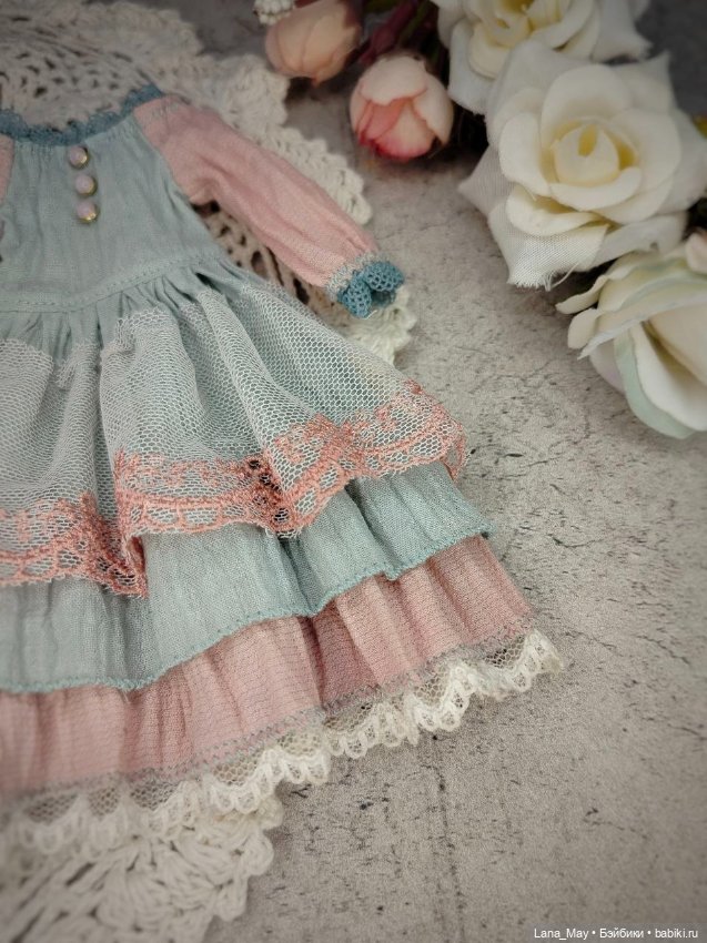 Винтажное платье для кукол Блайз, Пуллип и тп (фото 4)