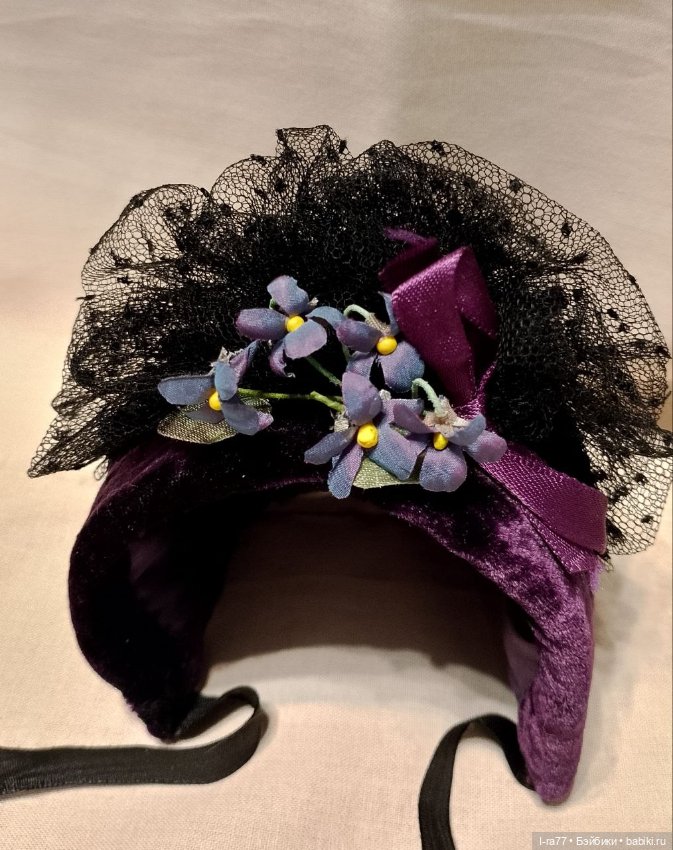 Шляпка Бонет для антикварной куклы ОГ 22-23см (замер б/парика) антик материалы (фото 5)