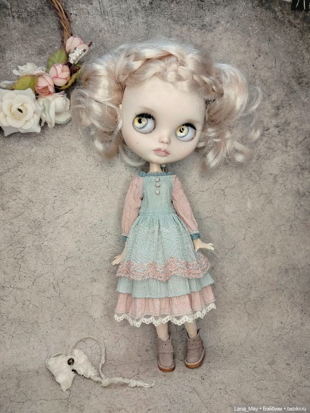 Винтажное платье для кукол Блайз, Пуллип и тп (фото 3)