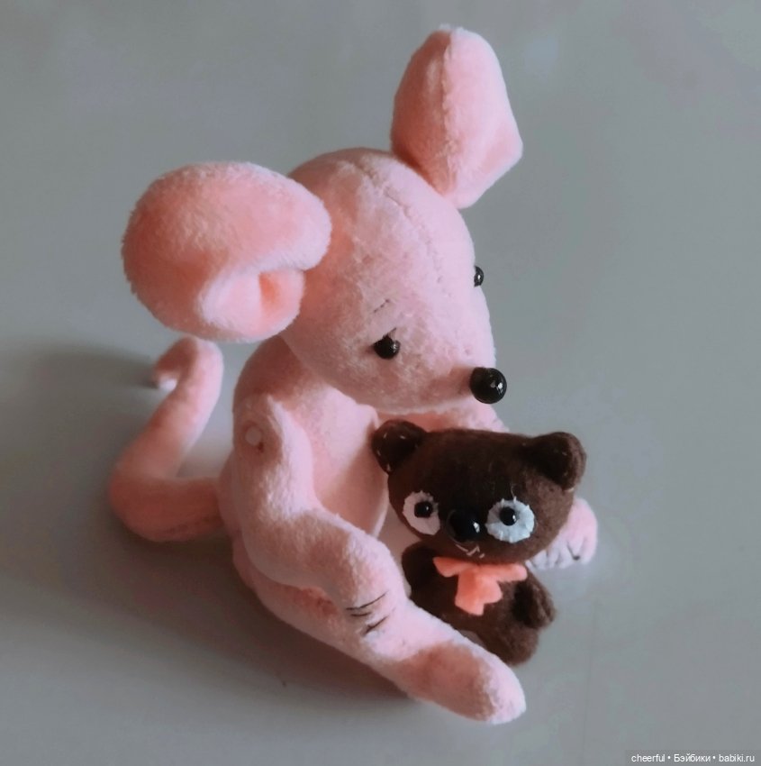 Мягкая игрушка ручной работы - Мышка с мишкой (фото 5)