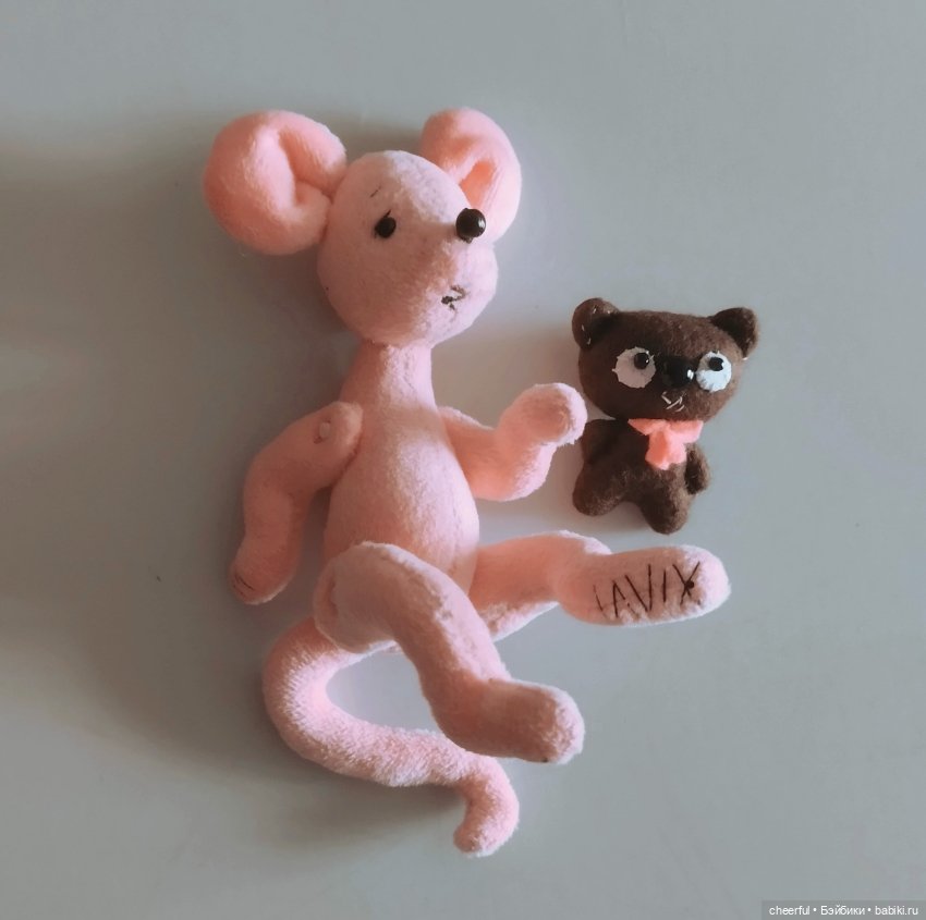 Мягкая игрушка ручной работы - Мышка с мишкой (фото 4)