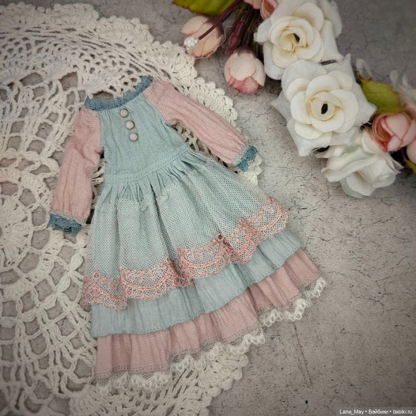 Винтажное платье для кукол Блайз, Пуллип и тп (фото 2)