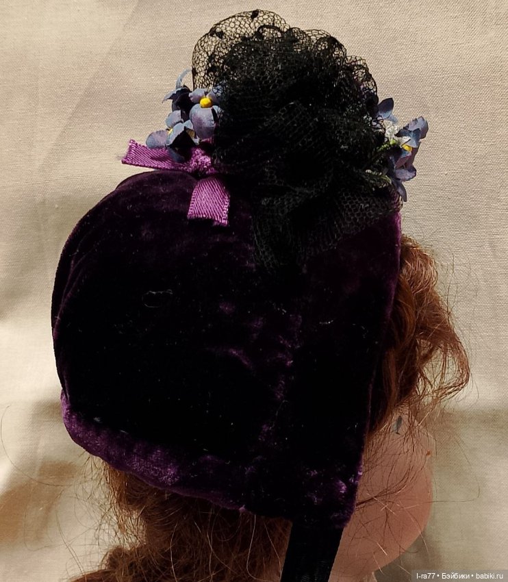 Шляпка Бонет для антикварной куклы ОГ 22-23см (замер б/парика) антик материалы (фото 6)