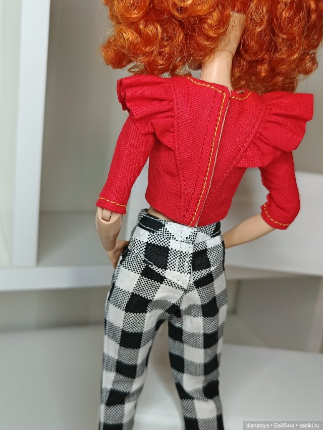 Одежда для кукол Барби Брюки в клетку и кофта с крылышками (фото 8)