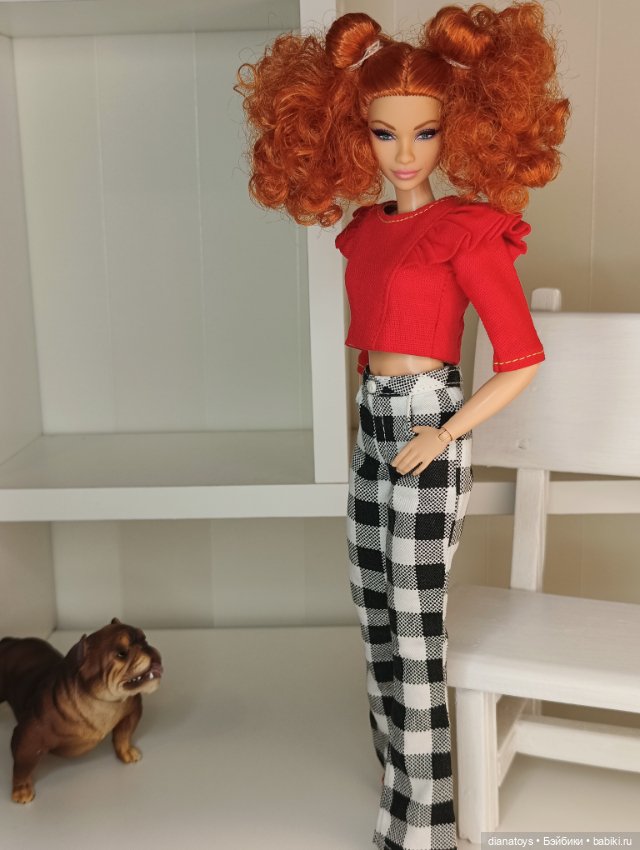 Одежда для кукол Барби Брюки в клетку и кофта с крылышками