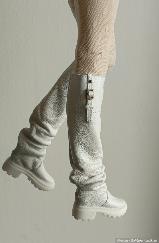 Белые кожаные сапожки — Обувь для BJD (фото 3)