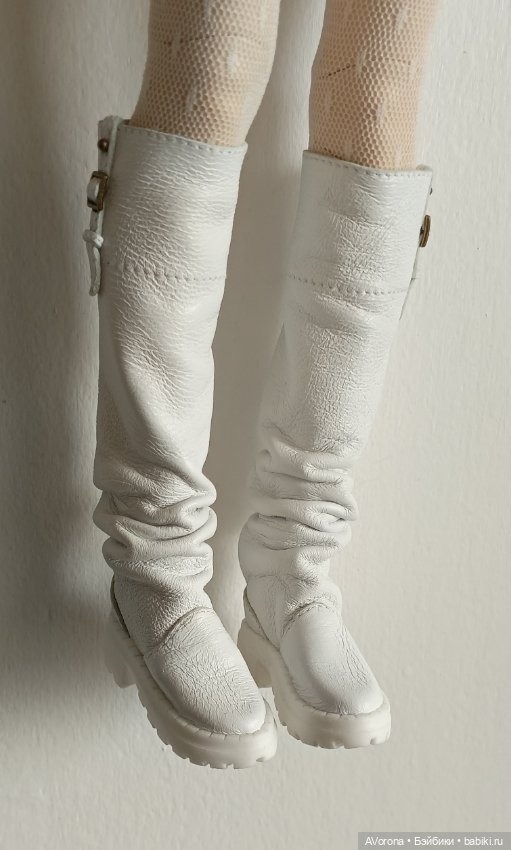 Белые кожаные сапожки — Обувь для BJD (фото 8)