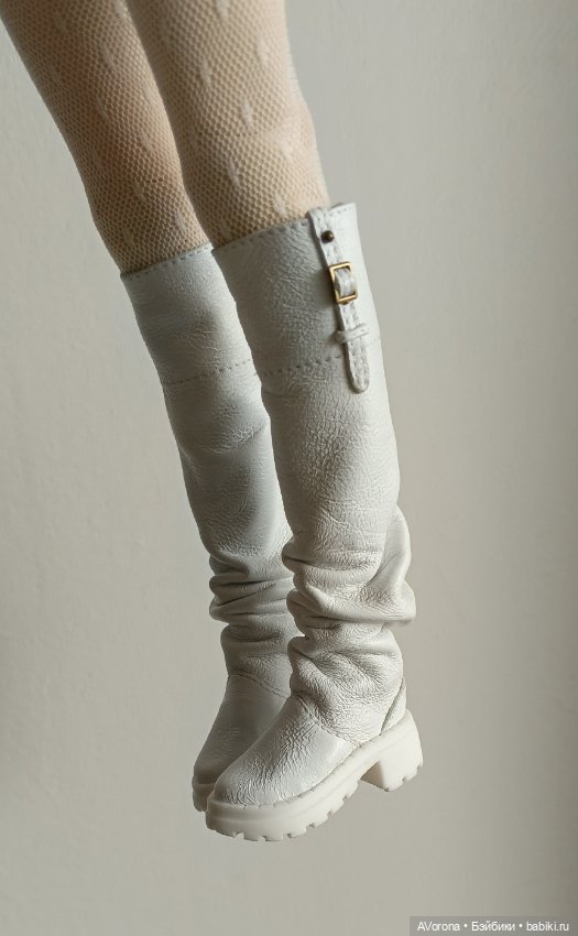 Белые кожаные сапожки — Обувь для BJD (фото 6)