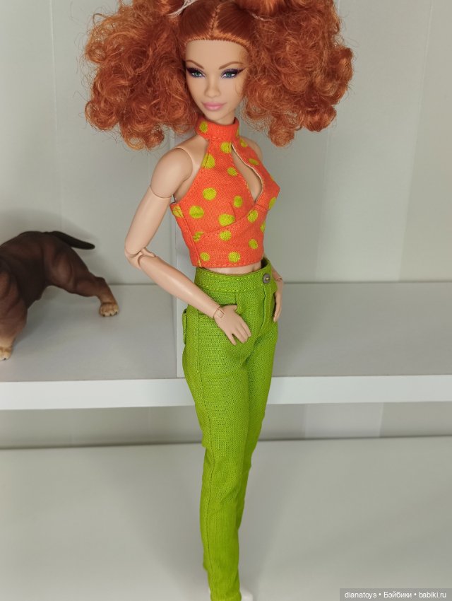 Одежда для Барби брюки и блузка с декольте