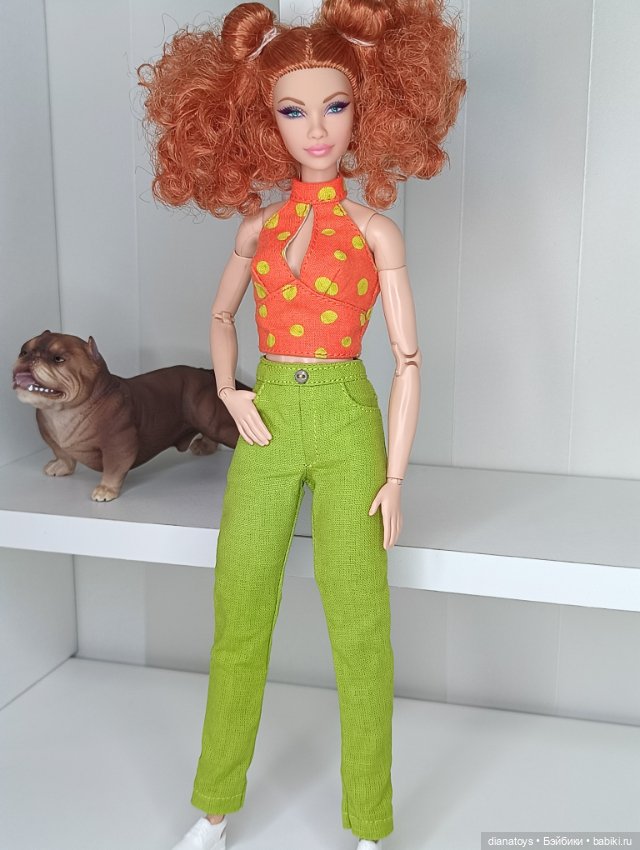 Одежда для Барби брюки и блузка с декольте