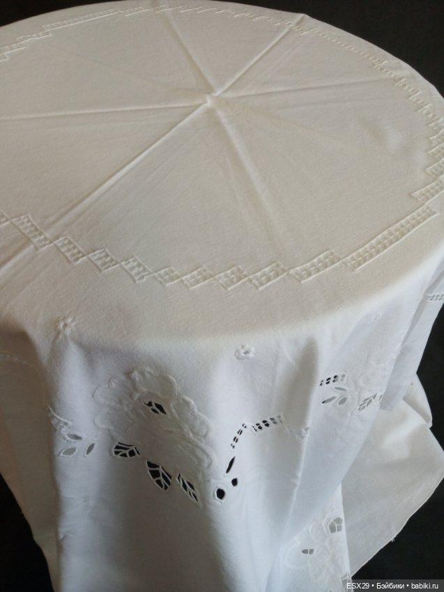 Круглая скатерть из хлопка, винтаж (фото 3)
