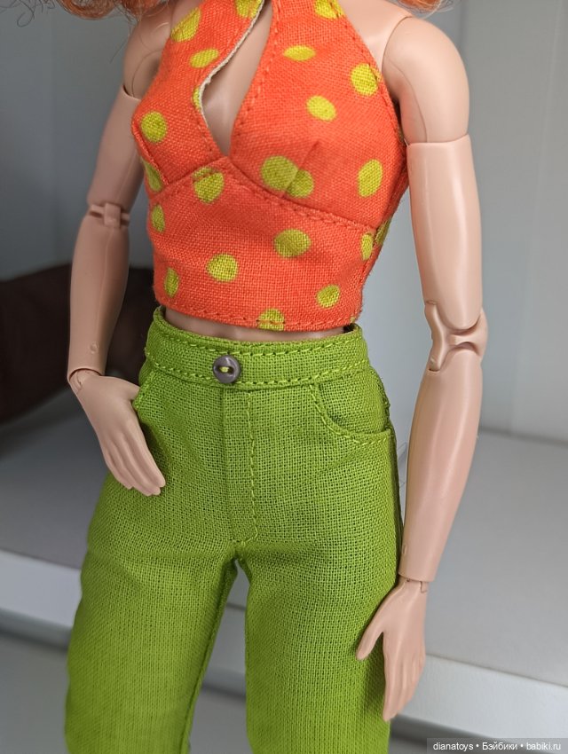Одежда для Барби брюки и блузка с декольте