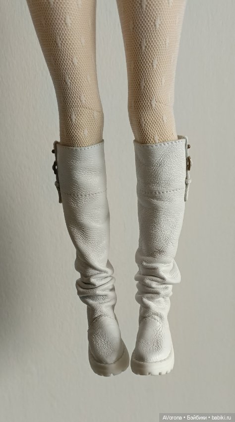 Белые кожаные сапожки — Обувь для BJD (фото 7)