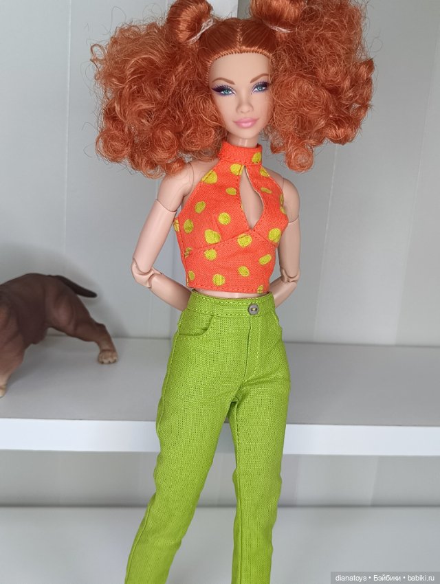Одежда для Барби брюки и блузка с декольте