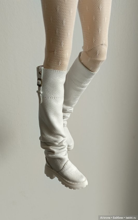 Белые кожаные сапожки — Обувь для BJD (фото 4)