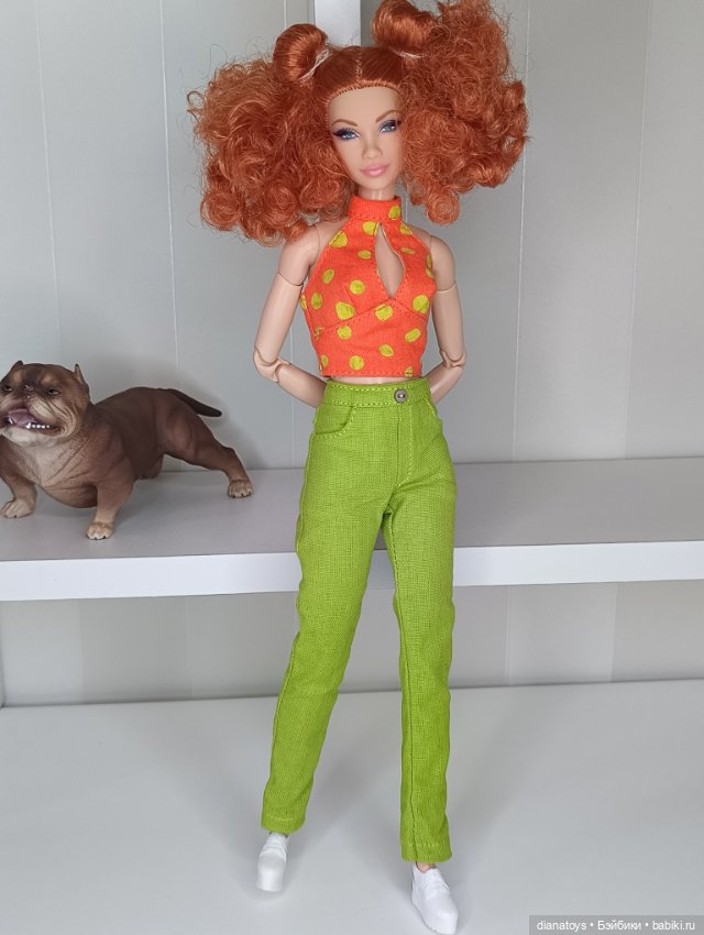 Одежда для Барби брюки и блузка с декольте