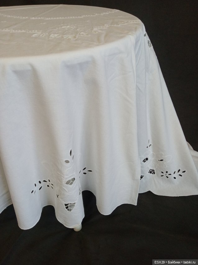 Круглая скатерть из хлопка, винтаж (фото 2)