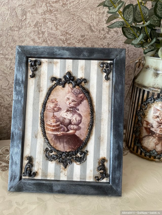 Картина в винтажном стиле «Кошечка»