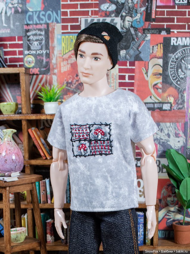 Футболка "Мухоморы" для кукол 1:6 : Кен / Ken mattel мтм,бжд (фото 2)
