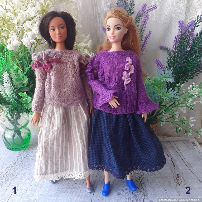 Комплект одежды для Барби Barbie – Свитер и юбка в стиле бохо/гранж, оверсайз (фото 6)