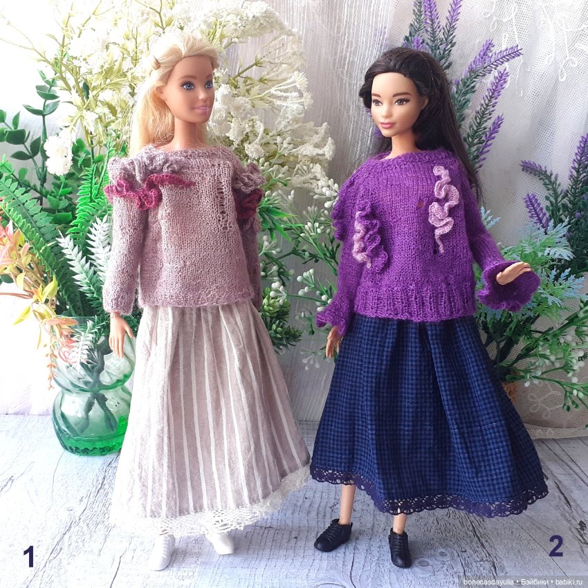 Комплект одежды для Барби Barbie – Свитер и юбка в стиле бохо/гранж, оверсайз (фото 3)