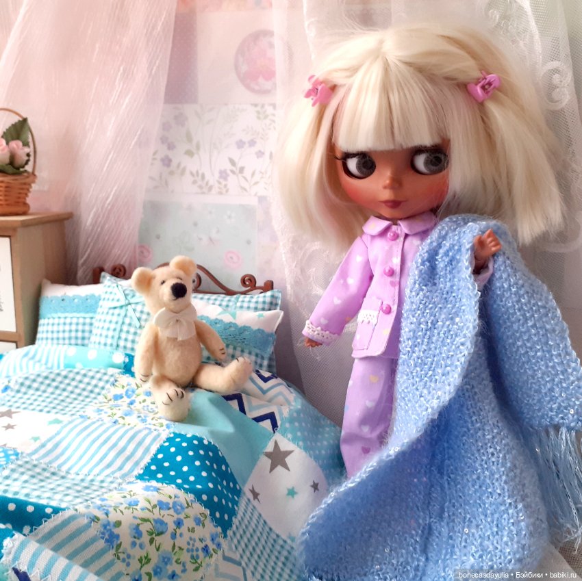 Пижама для куклы Блайз Blythe / Курточка и брюки из хлопка / Домашняя одежда (фото 6)