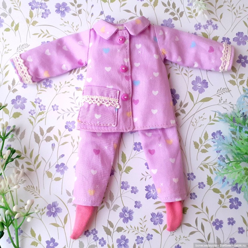 Пижама для куклы Блайз Blythe / Курточка и брюки из хлопка / Домашняя одежда (фото 10)