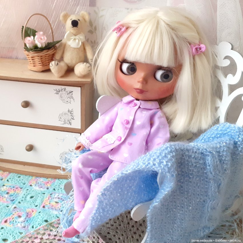 Пижама для куклы Блайз Blythe / Курточка и брюки из хлопка / Домашняя одежда (фото 8)