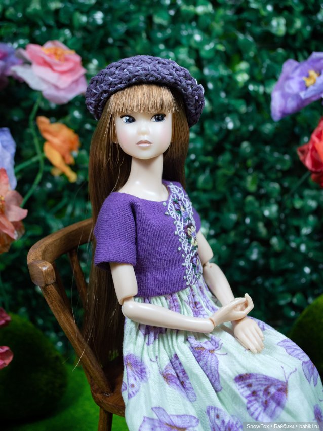 Соломенная фиолетовая шляпка для Momoko, Poppy Parker, bjd (фото 3)