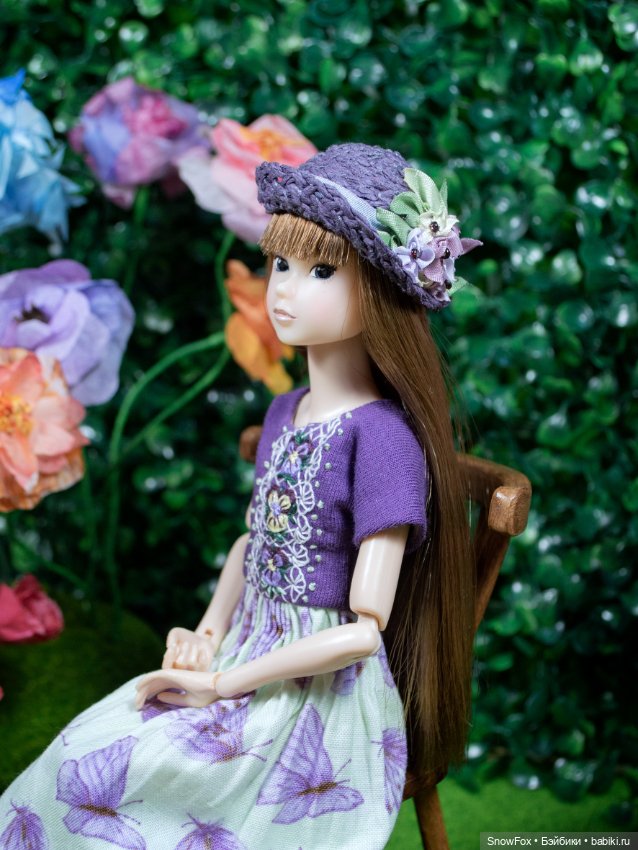 Соломенная фиолетовая шляпка для Momoko, Poppy Parker, bjd (фото 2)