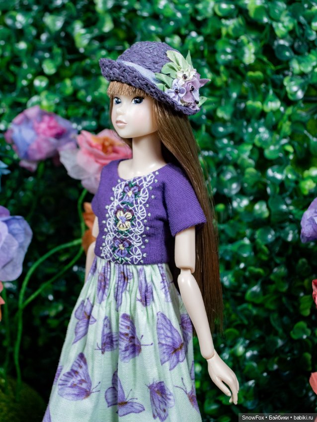 Соломенная фиолетовая шляпка для Momoko, Poppy Parker, bjd