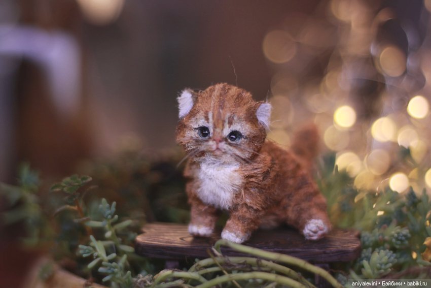Котенок в смешанной технике