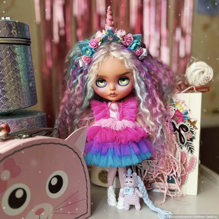 Эксклюзив из личной коллекции! Кастомная кукла Блайз (Blythe) Единорог (фото 6)