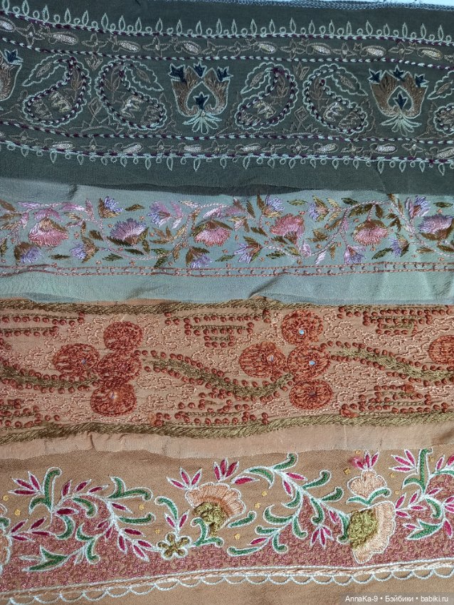 Винтажная кайма, срезка с сари, шёлк, вышивка