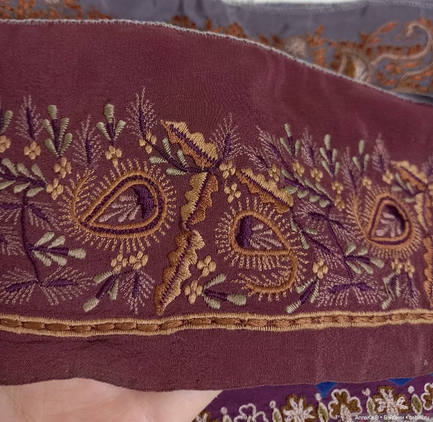 Винтажная кайма, срезка с сари, шёлк, вышивка