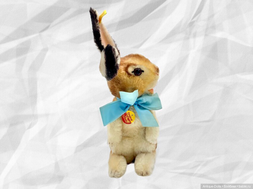 Steiff Manni — винтажный кролик 30 см с поворотной головой, Германия, 1968–1976-е (фото 5)