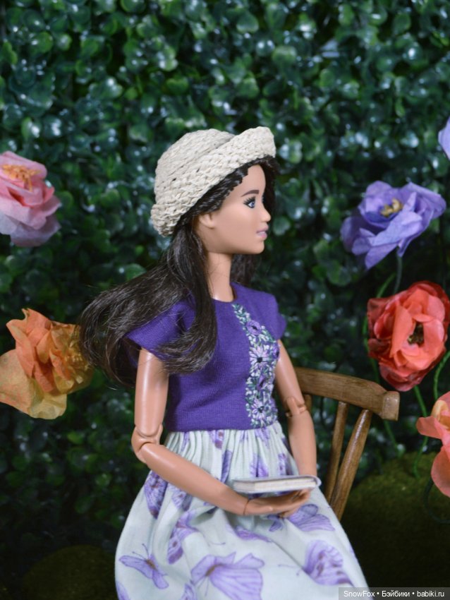Соломенная шляпка "Цветы" для кукол 1:6 (barbie, Integrity toys,bjd) (фото 5)