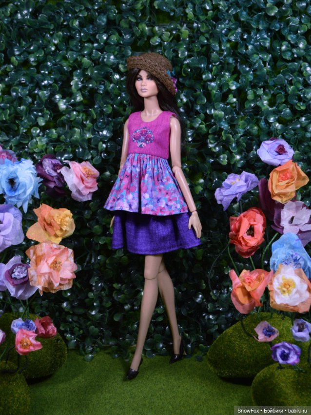 Соломенная шляпка "Розовые цветы" для кукол 1:6 (barbie, Integrity toys,bjd) (фото 3)