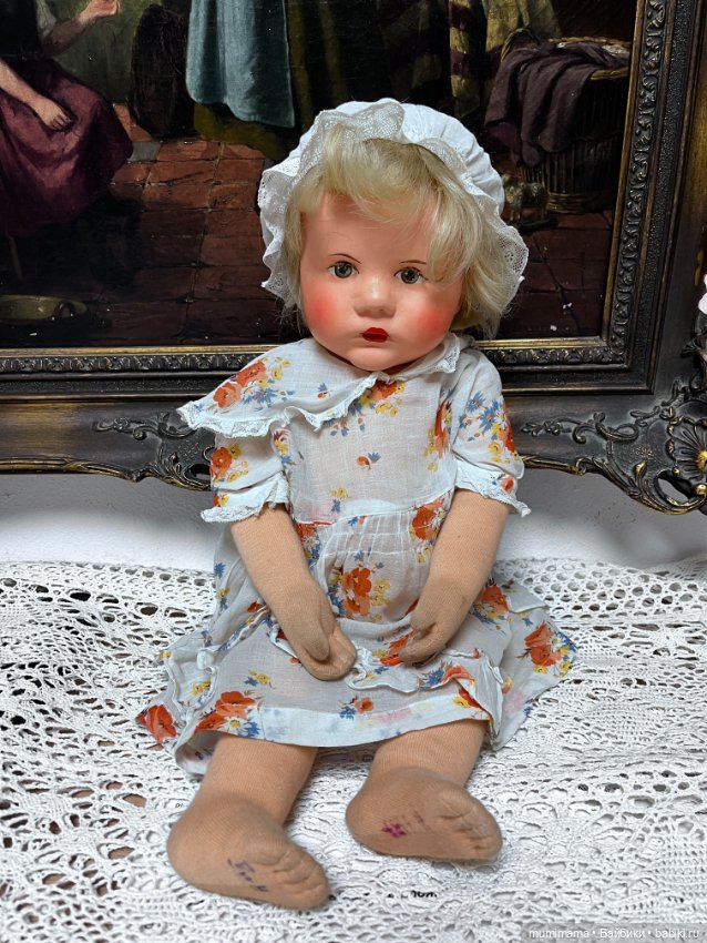 Käthe Kruse Puppe V «Du Mein», около 1952-55 года — магнезитовая голова (фото 3)