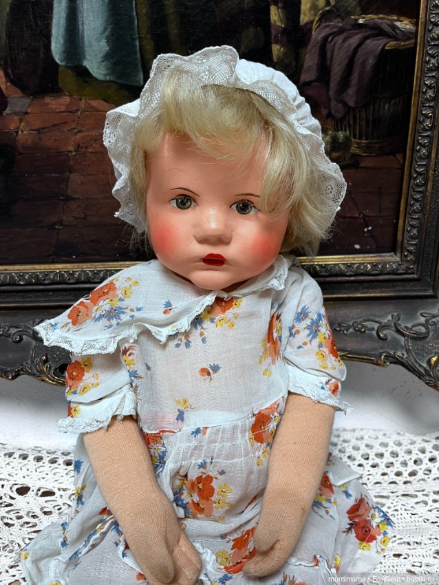 Käthe Kruse Puppe V «Du Mein», около 1952-55 года — магнезитовая голова (фото 5)