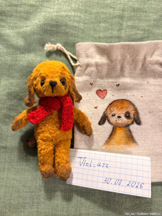 Щенок в красном шарфике — Авторские игрушки (фото 5)