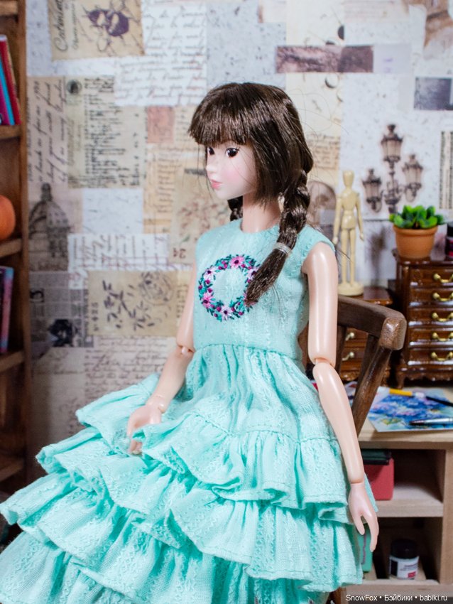 Платье "Венок" для кукол Momoko (стандарт,подросток), Barbie (низкая)